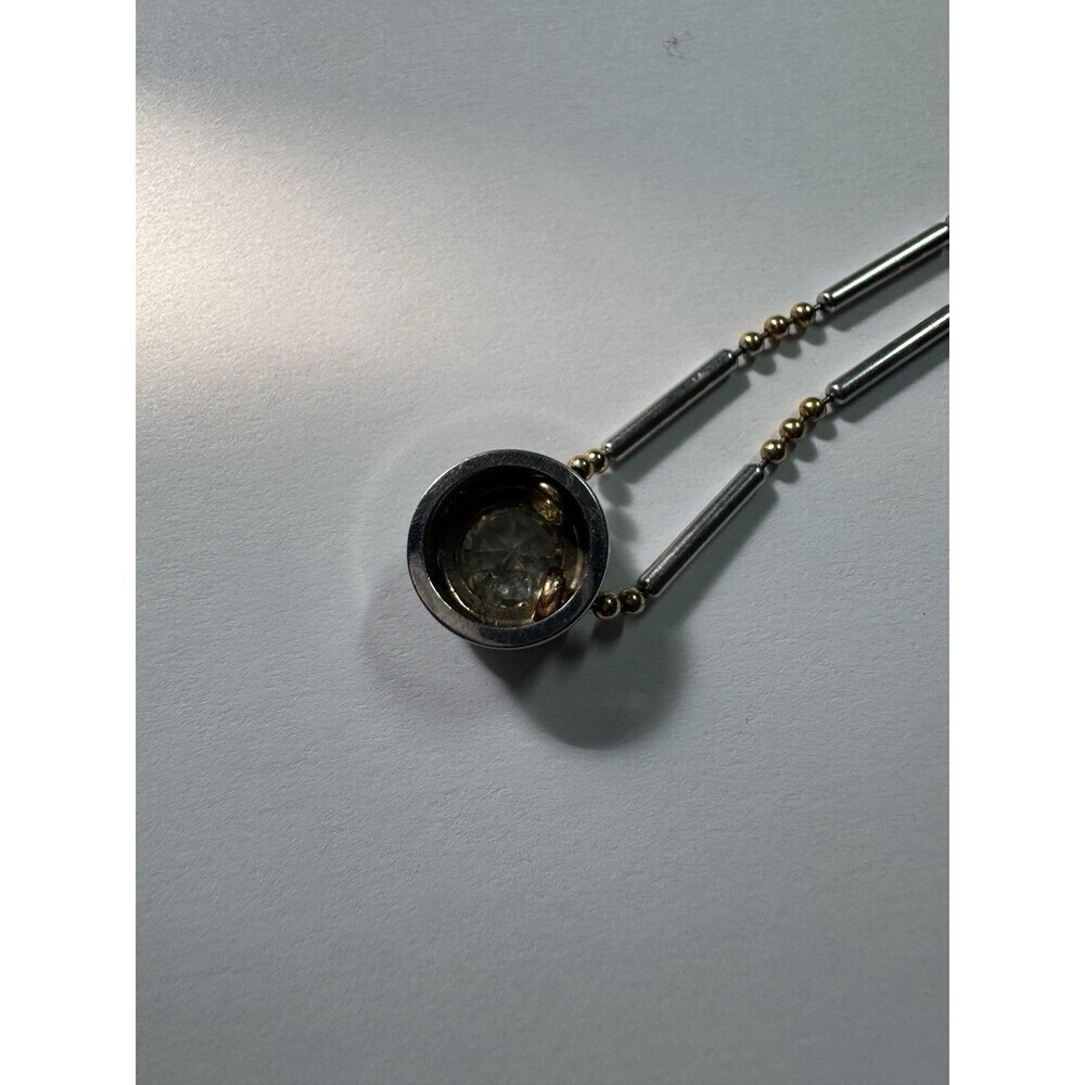 14k White & Yellow Gold Bezel Set 1.13 Carat Diamond Necklace - Picture 6 of 12